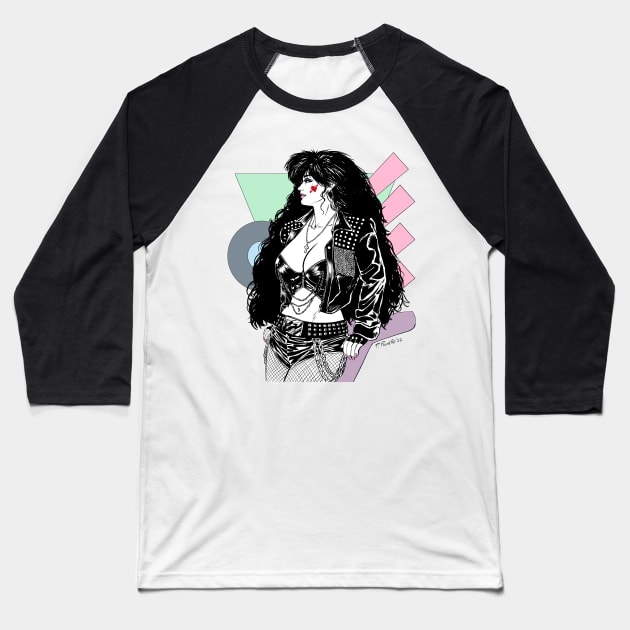 Hair Metal Baseball T-Shirt by Pablo Romero Art